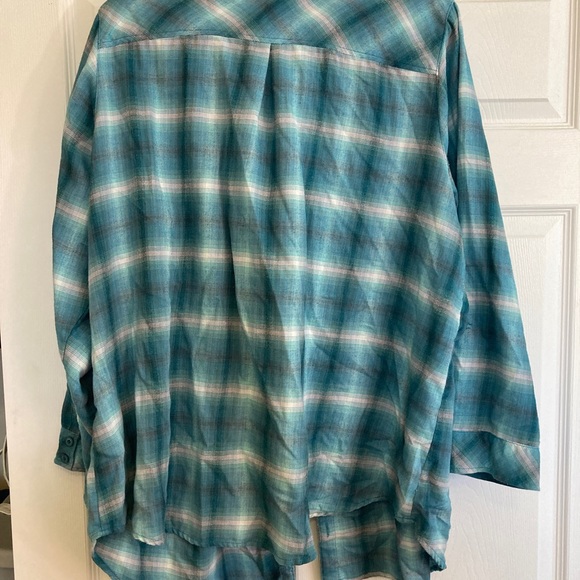 CJ Banks Womens Button Down Plus Size Long Sleeve Size 3X Blue Flannel - Picture 4 of 4